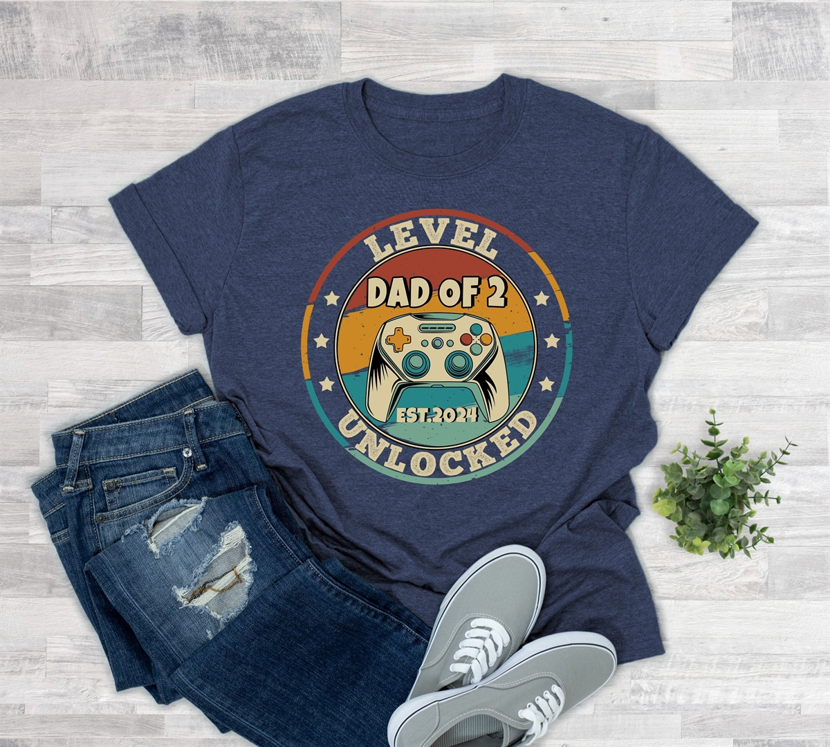 Dad Of 2 T-shirt Dad Of Two Level Unlocked Tee Shirt For Father’s Day Gifts 2024