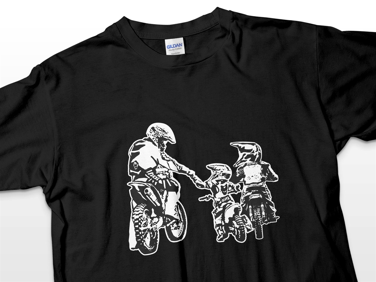 Motocross Dad And 2 Kids T-shirt Motorcycle Father-son-daughter Shirt Dirt Bike Riding Family Tee Father’s Day Gift