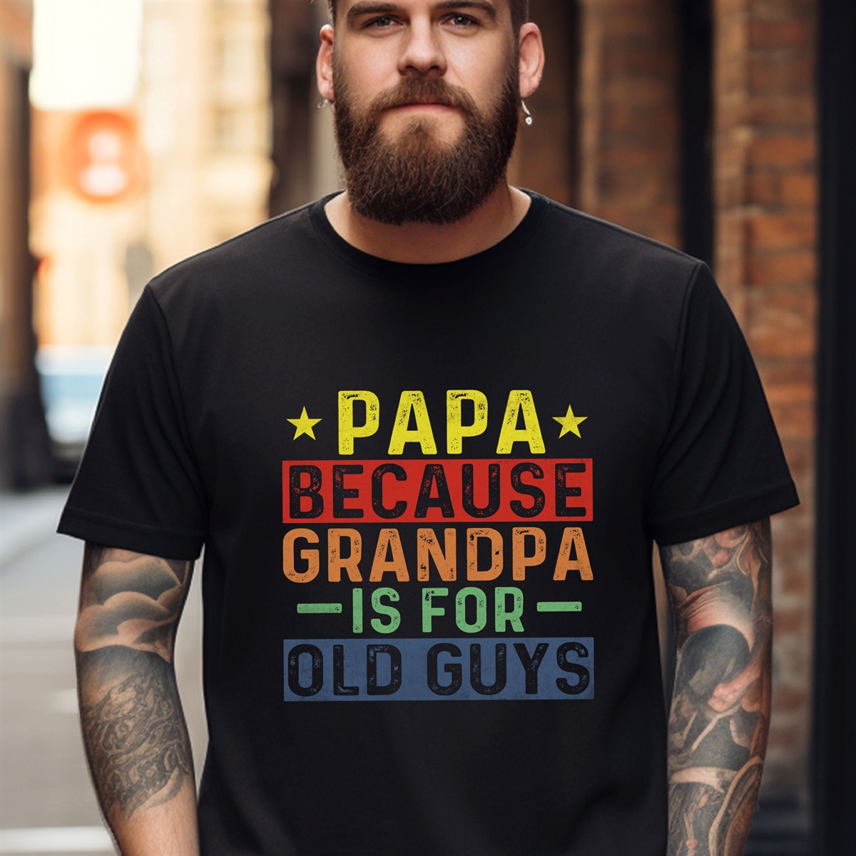 Papa Grandfather Shirt Father’s Day Gift For Dad Funny ‘papa Because Grandpa’ Tee Happy Fathers Day T-shirt