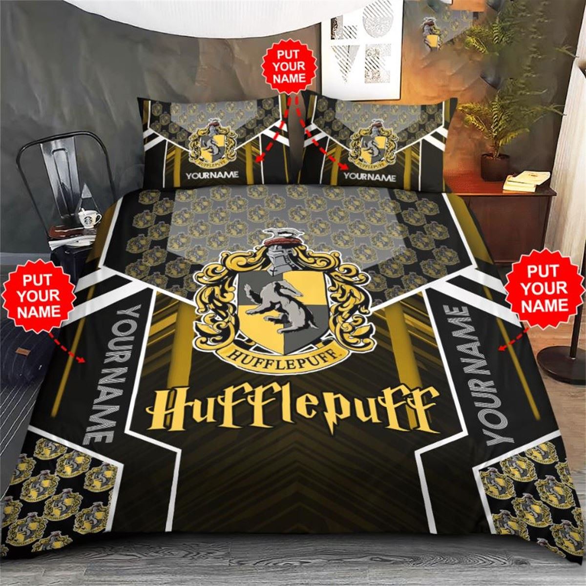 Wizard School Hufflepuff Harry Potter Personalized Bedding Set