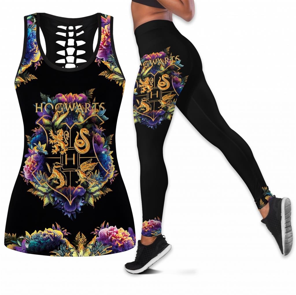 Hogwarts Girl Combo Outfit Hollow Tanktop Legging Set