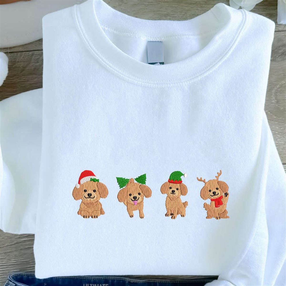 Christmas Dog Embroidered Sweatshirt