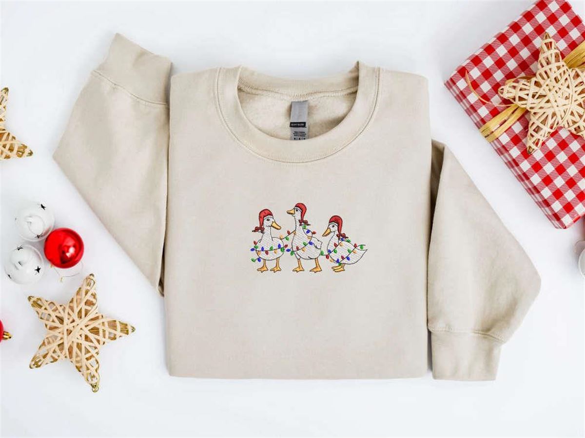 Christmas Duck Embroidered Sweatshirt