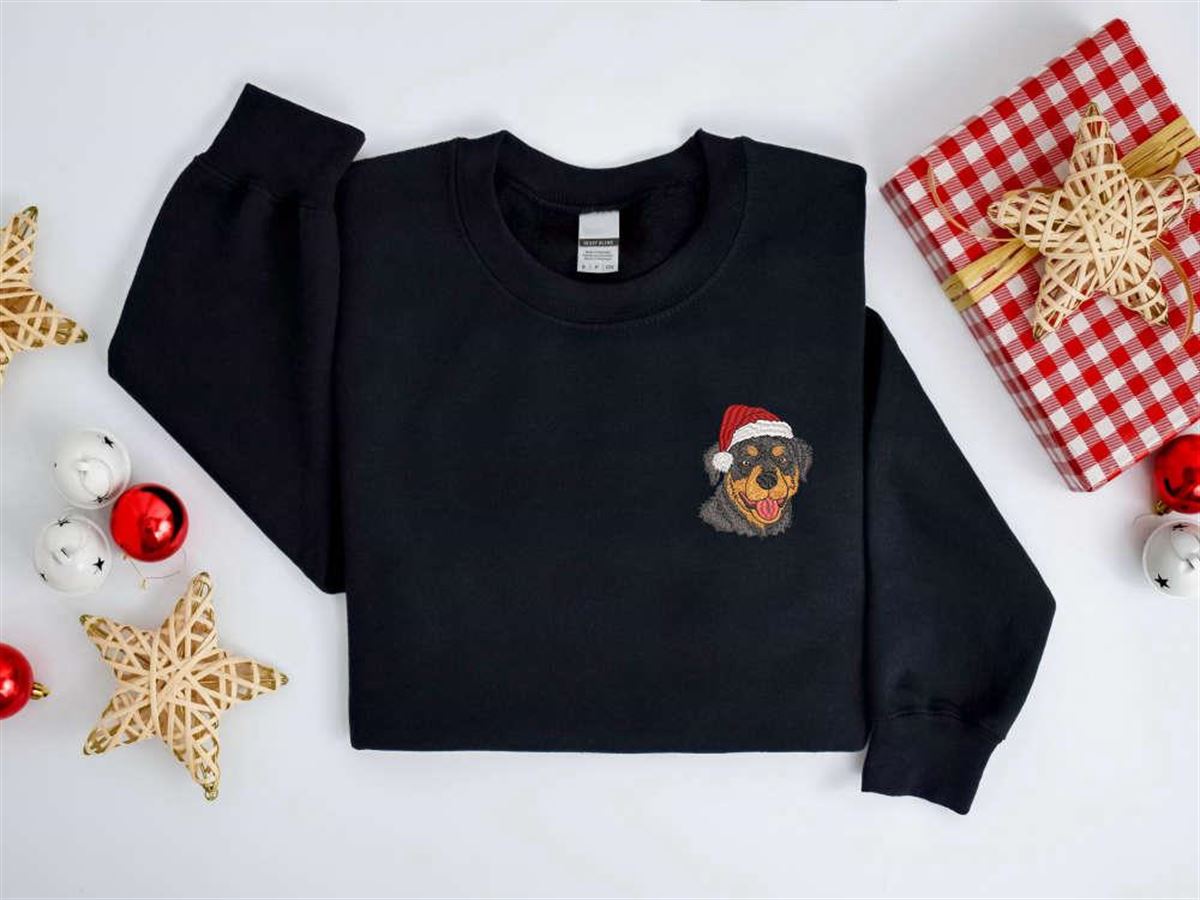 Christmas Embroidered Dog Sweatshirt For Rottweilers