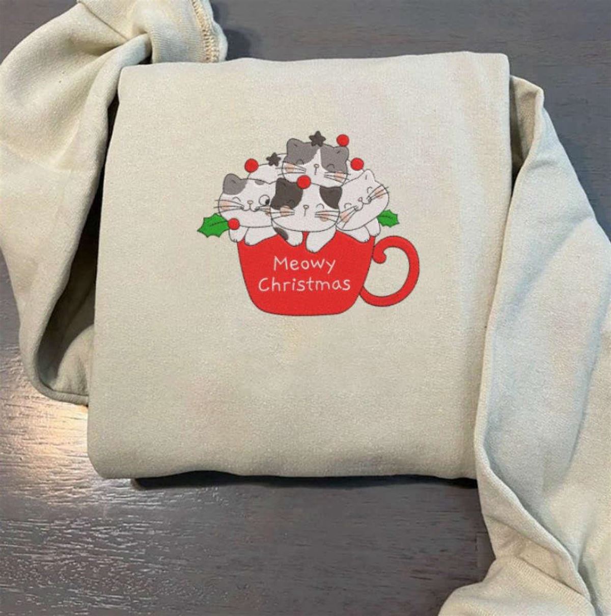 Christmas Embroidered Sweatshirt For Cats