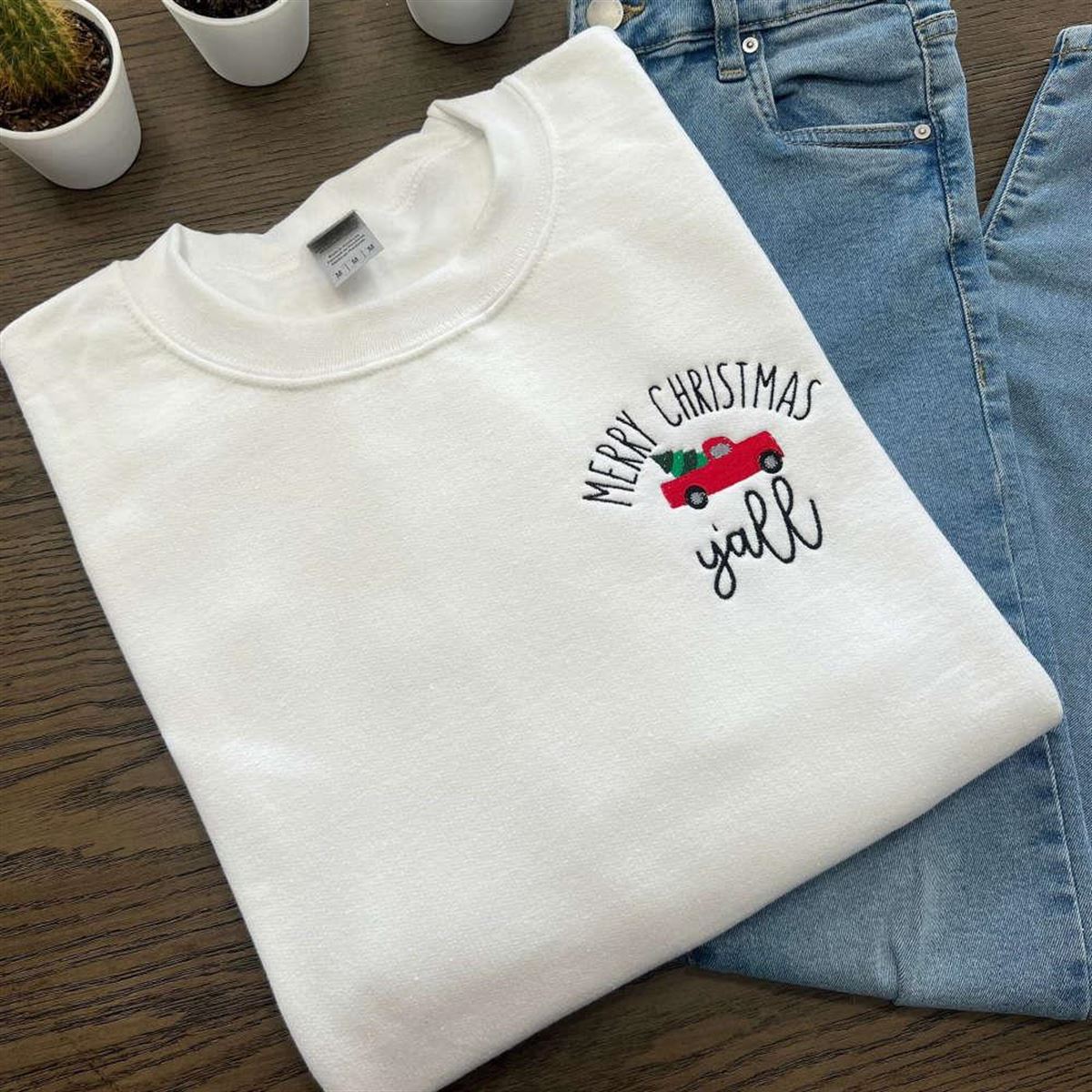 Christmas Embroidered Sweatshirt Holiday Apparel