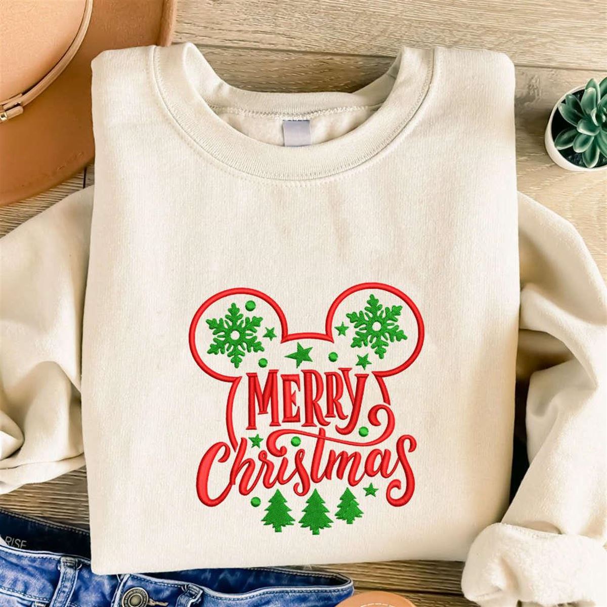 Christmas Embroidered Sweatshirt Merry Christmas