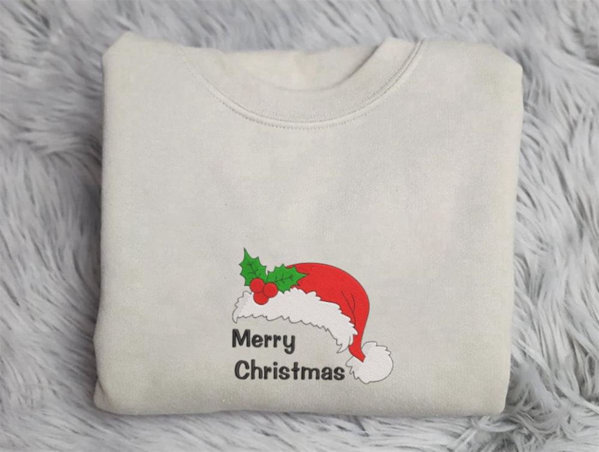 Christmas Embroidery Sweatshirt Merry Christmas