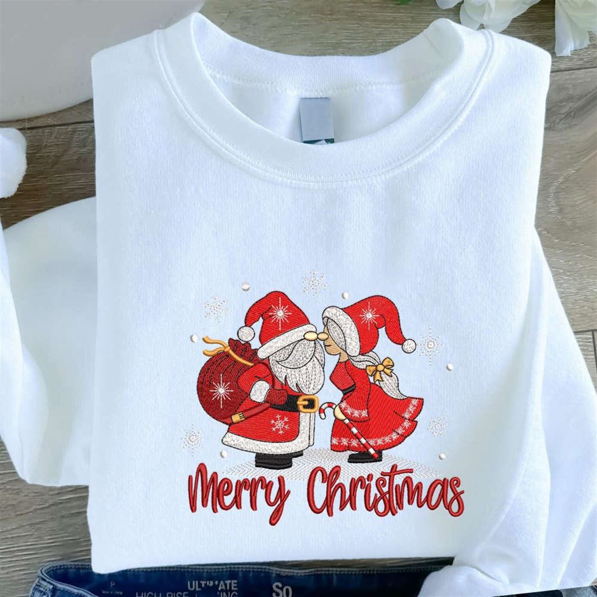 Christmas Gnomes Embroidered Sweatshirt