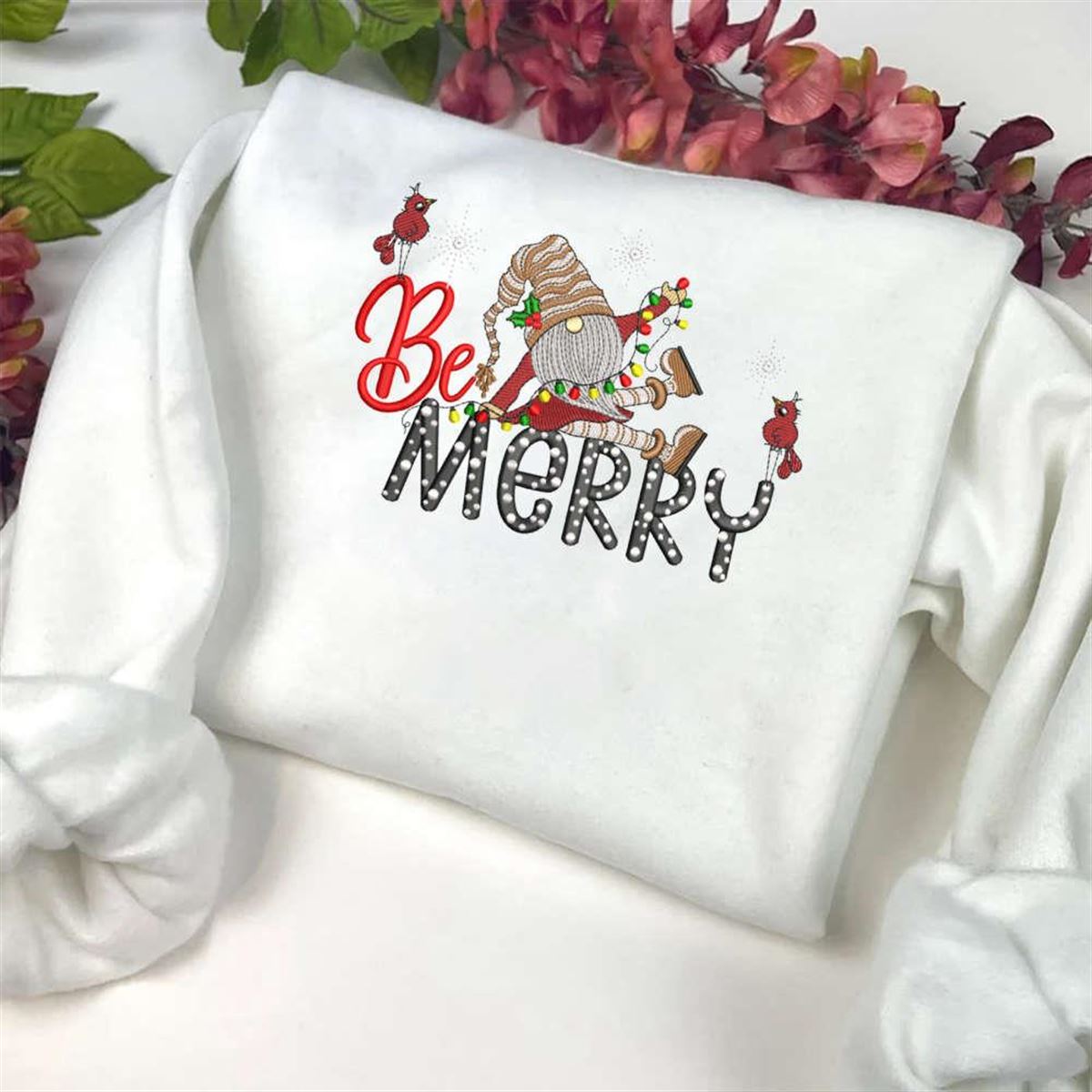 Christmas Gnomes Embroidery Sweatshirt