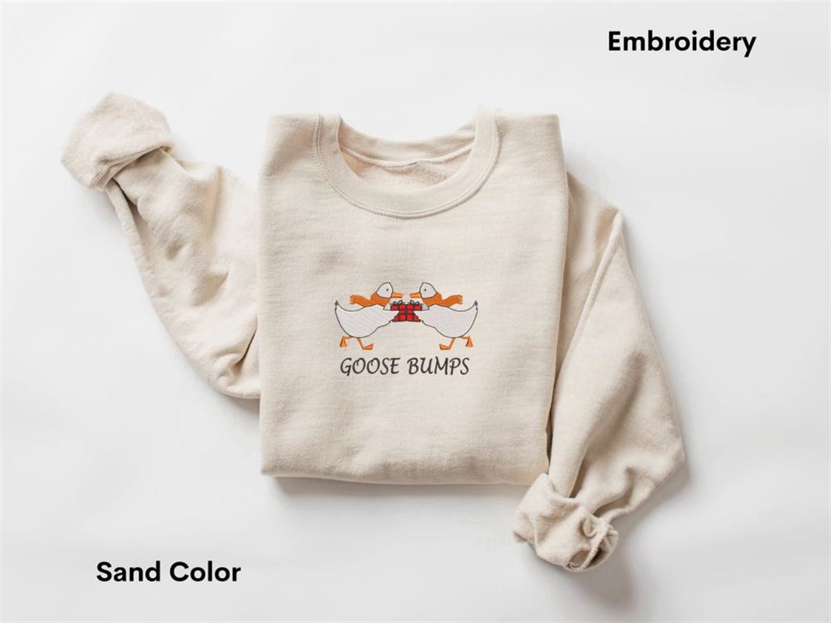 Christmas Goose Bumps Embroidery Sweatshirt