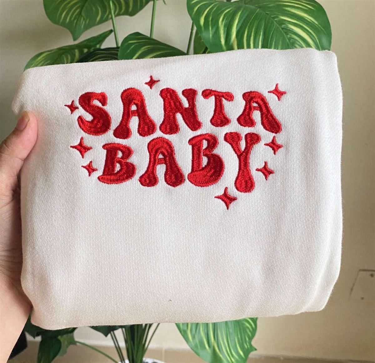 Christmas Santa Baby Embroidered Sweatshirt