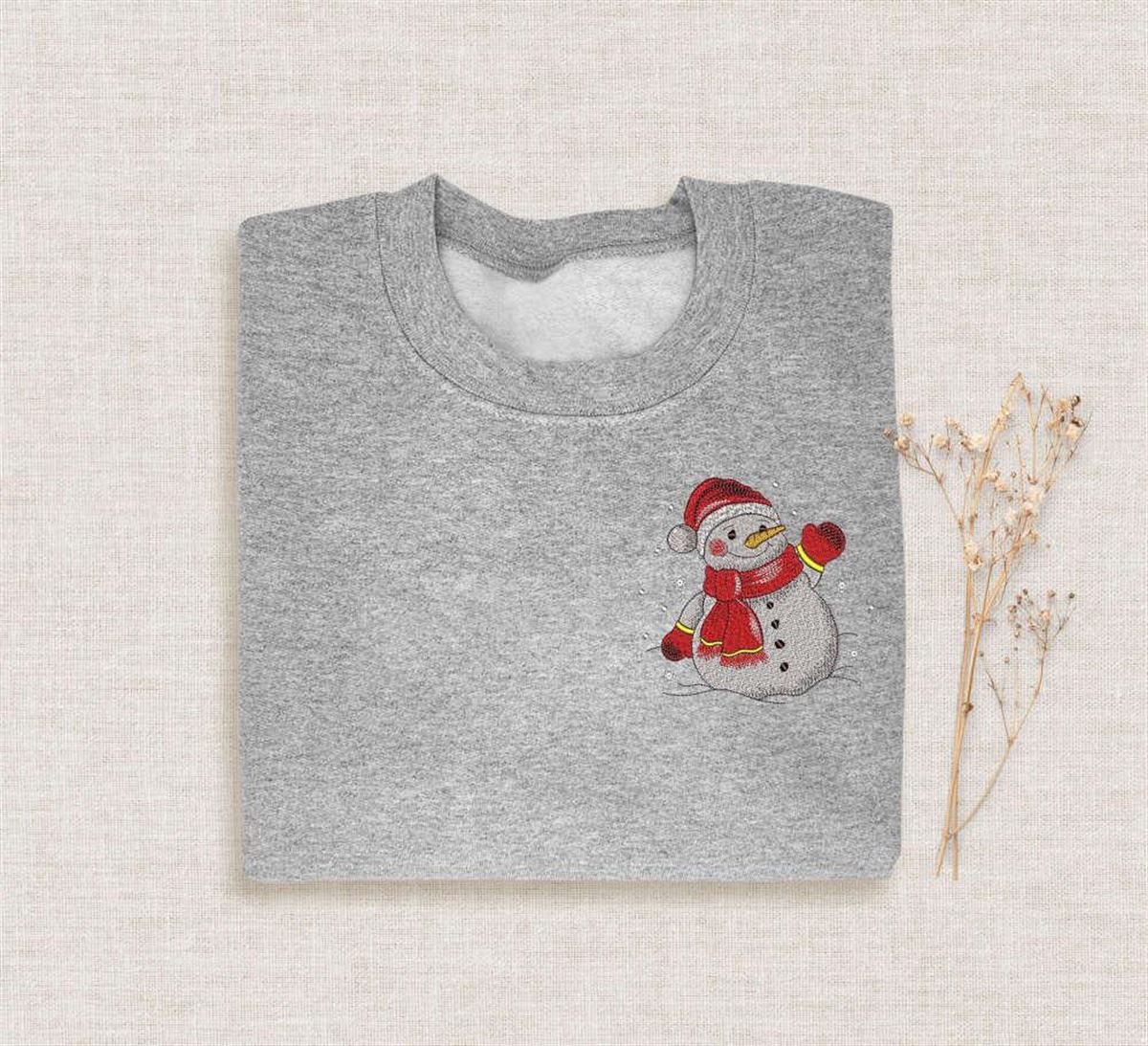 Christmas Snowman Embroidered Family Sweatshirt