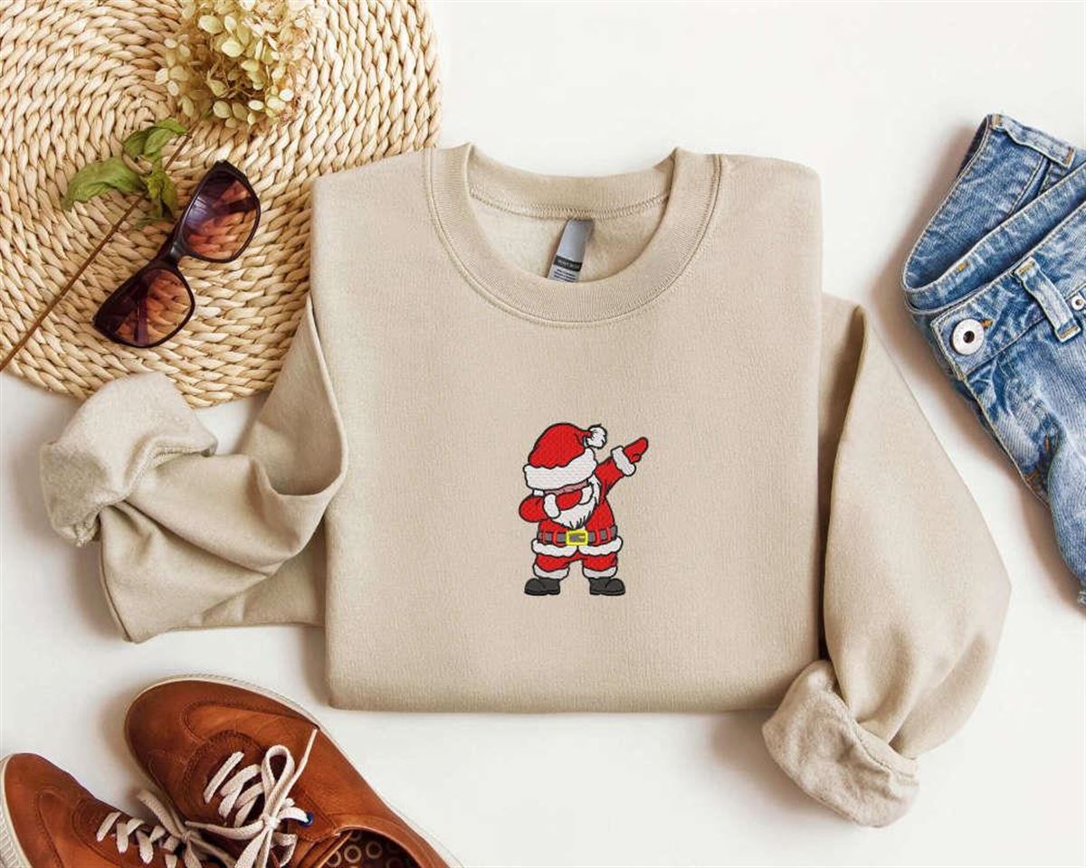 Christmas Sweatshirt Embroidered Santa