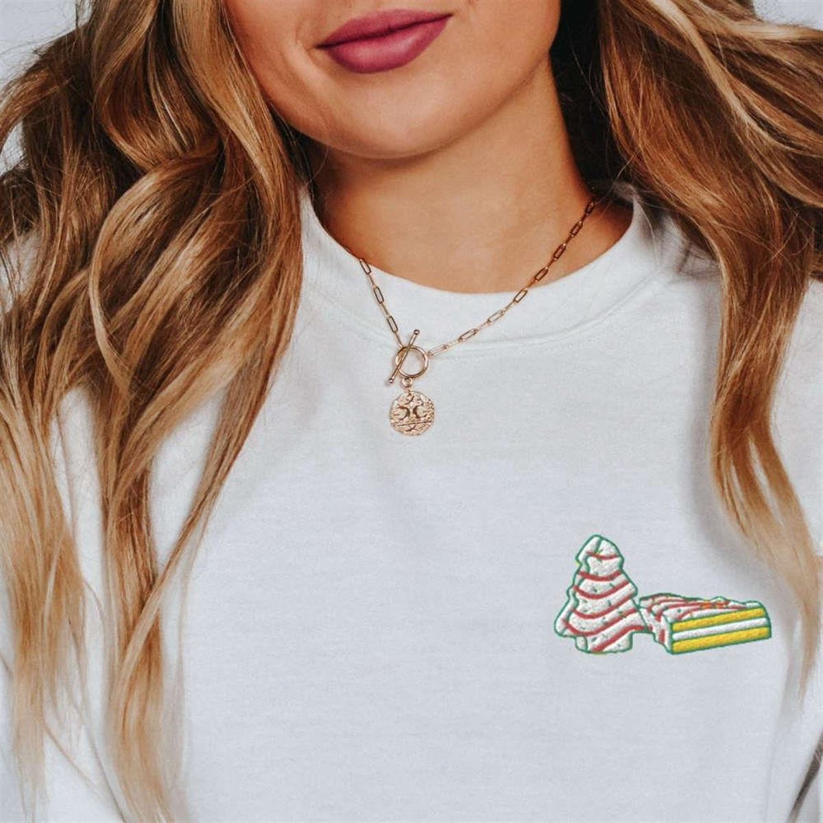 Christmas Tree Cake Embroidered Sweatshirt