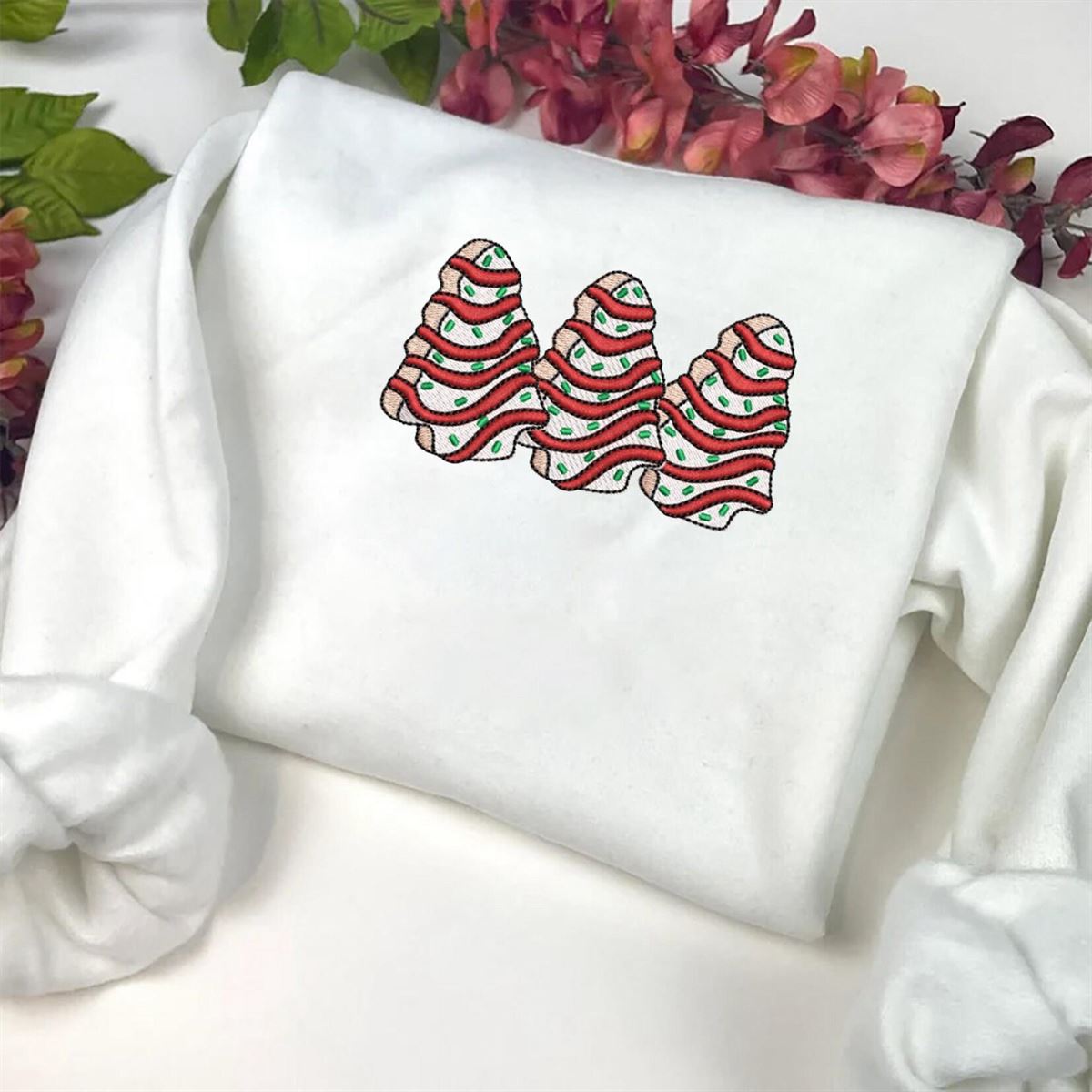 Christmas Tree Cakes Embroidery Sweatshirt