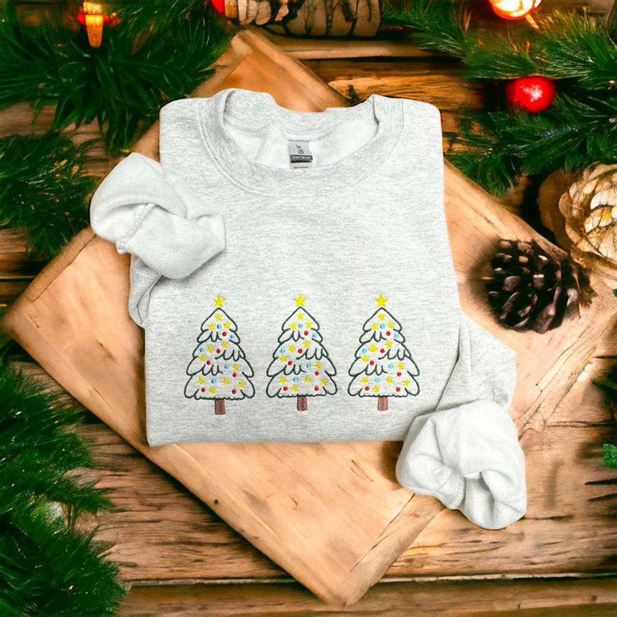 Christmas Tree Embroidered Sweatshirt