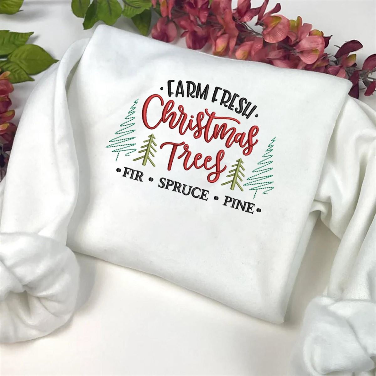 Christmas Tree Embroidery Sweatshirt