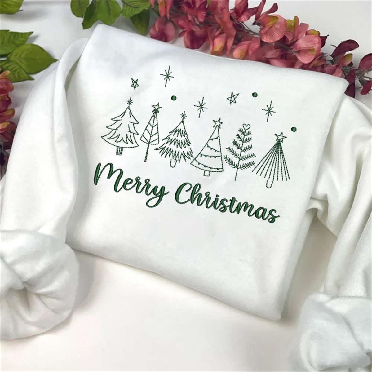 Christmas Tree Machine Embroidered Sweatshirt