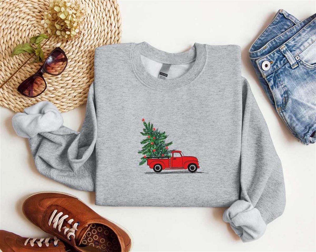 Christmas Truck Embroidered Sweatshirt