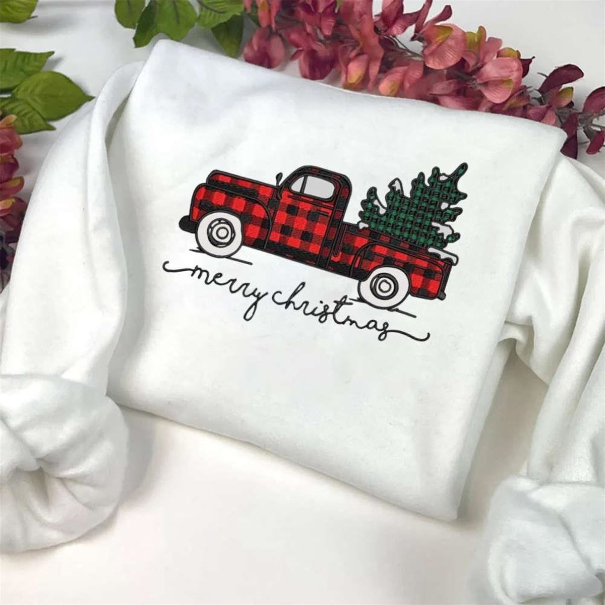 Christmas Truck Embroidery Sweatshirt