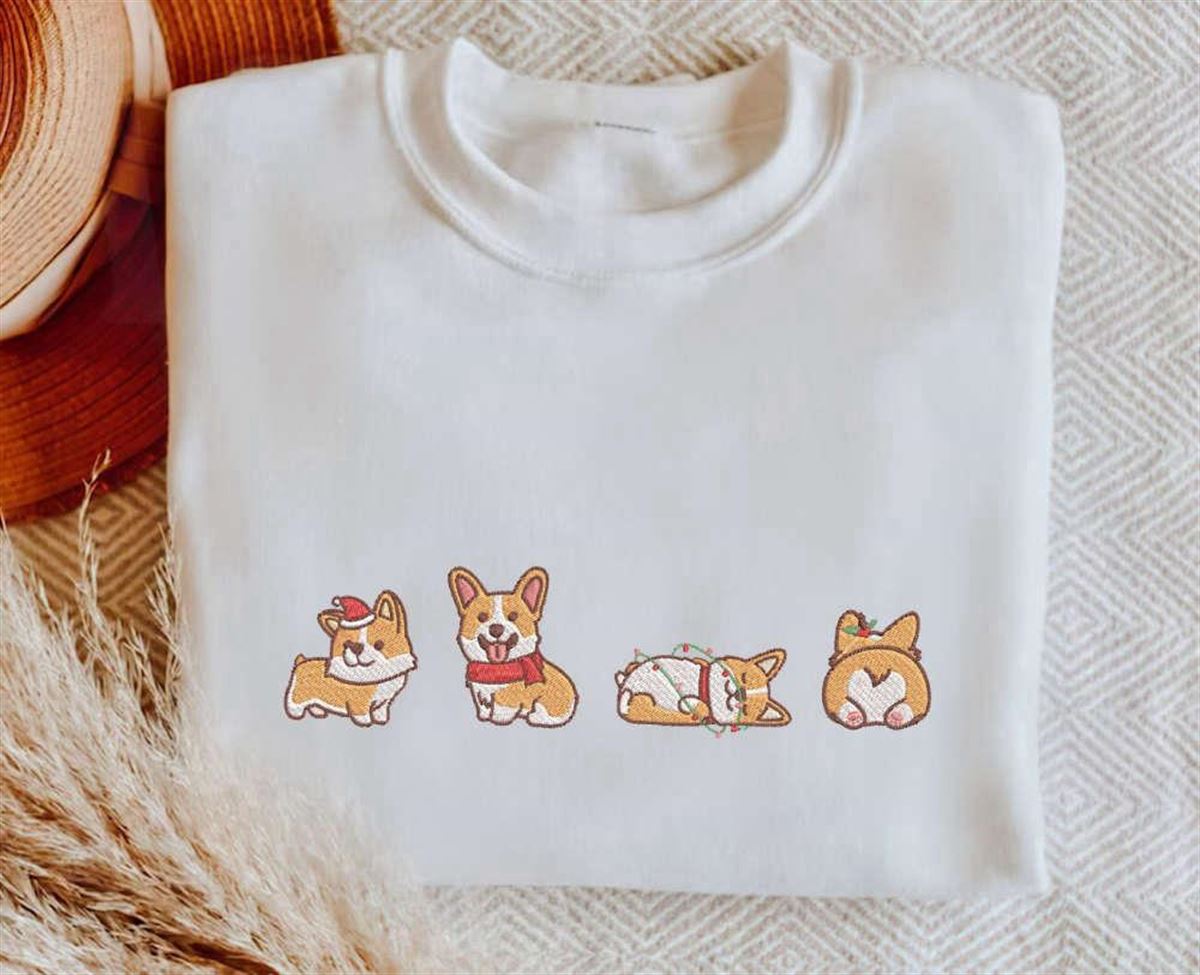 Corgi Christmas Embroidery Sweatshirt For Men And Women