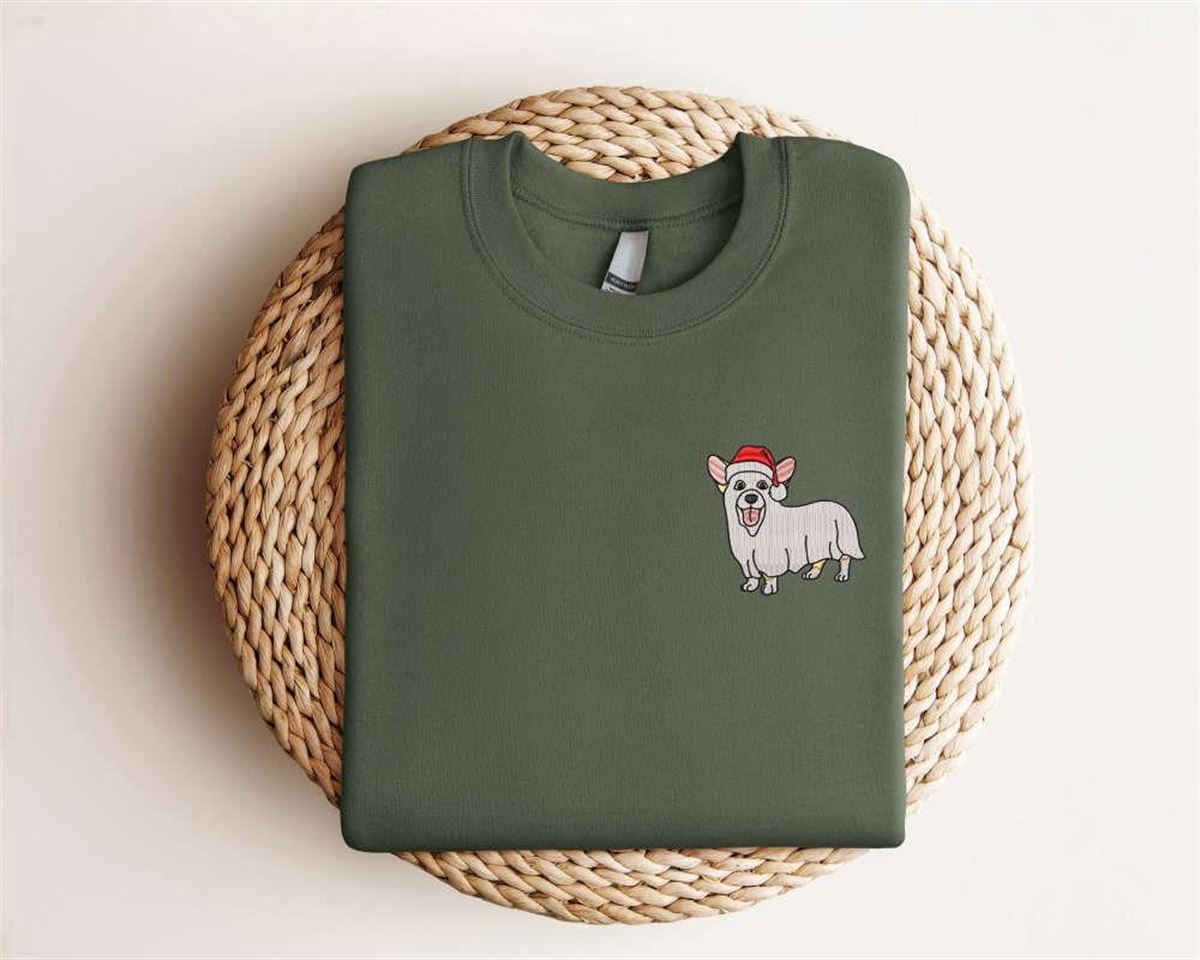 Corgi Ghost Dog Christmas Embroidered Sweatshirt