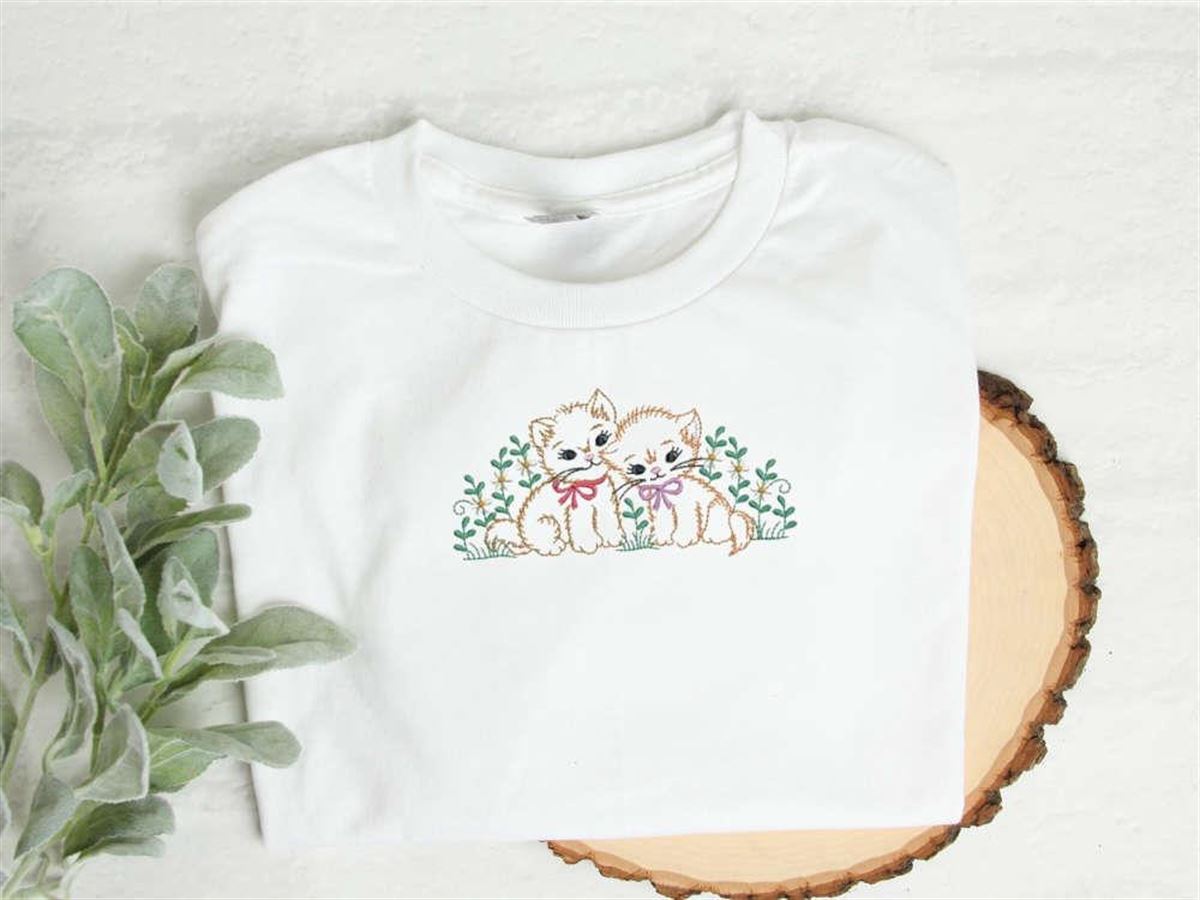 Cottagecore Embroidered Cat Sweatshirt