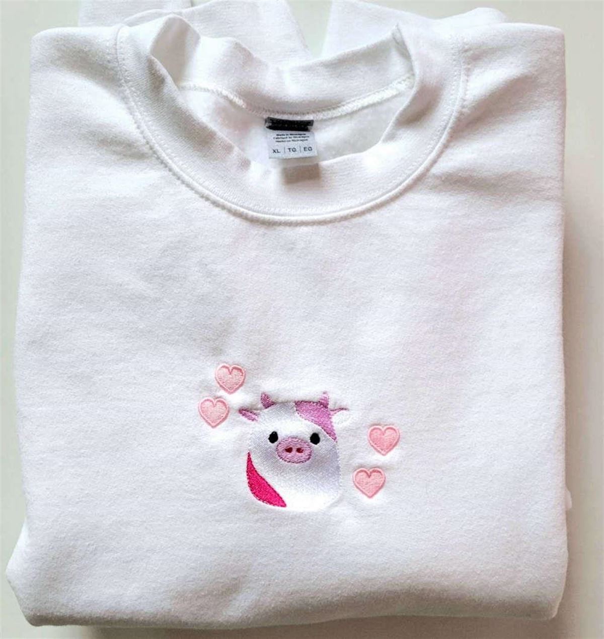 Cow Embroidery Crewneck Sweatshirt