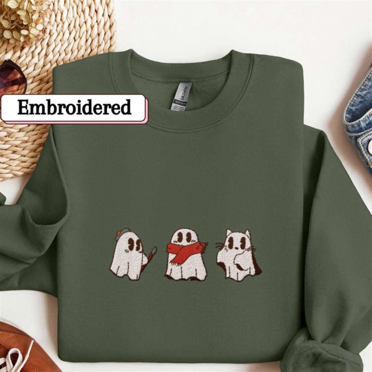 Cute Cat Lover Embroidered Sweatshirt 2d