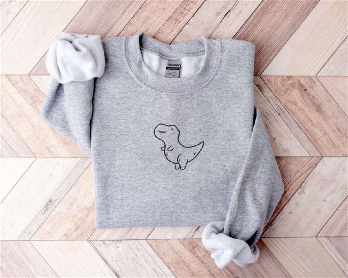 Dino Embroidered Sweatshirt 2d Crewneck