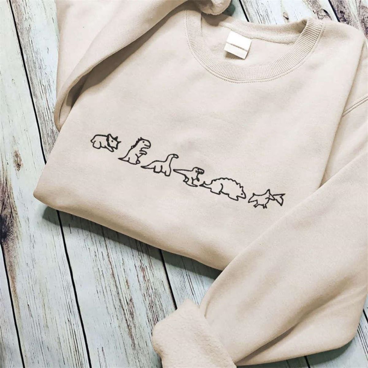 Dino Family Embroidered Crewneck Sweatshirt