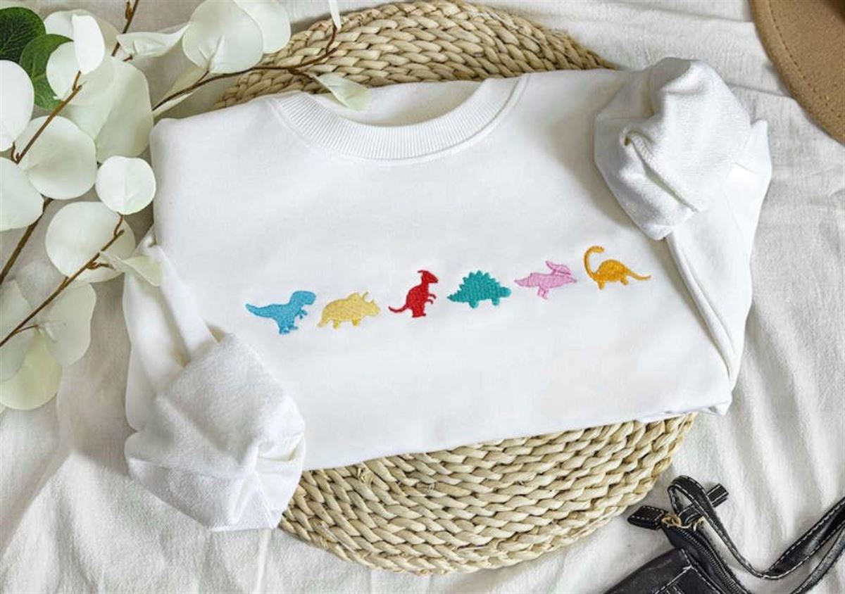 Dino Family Embroidered Sweatshirt