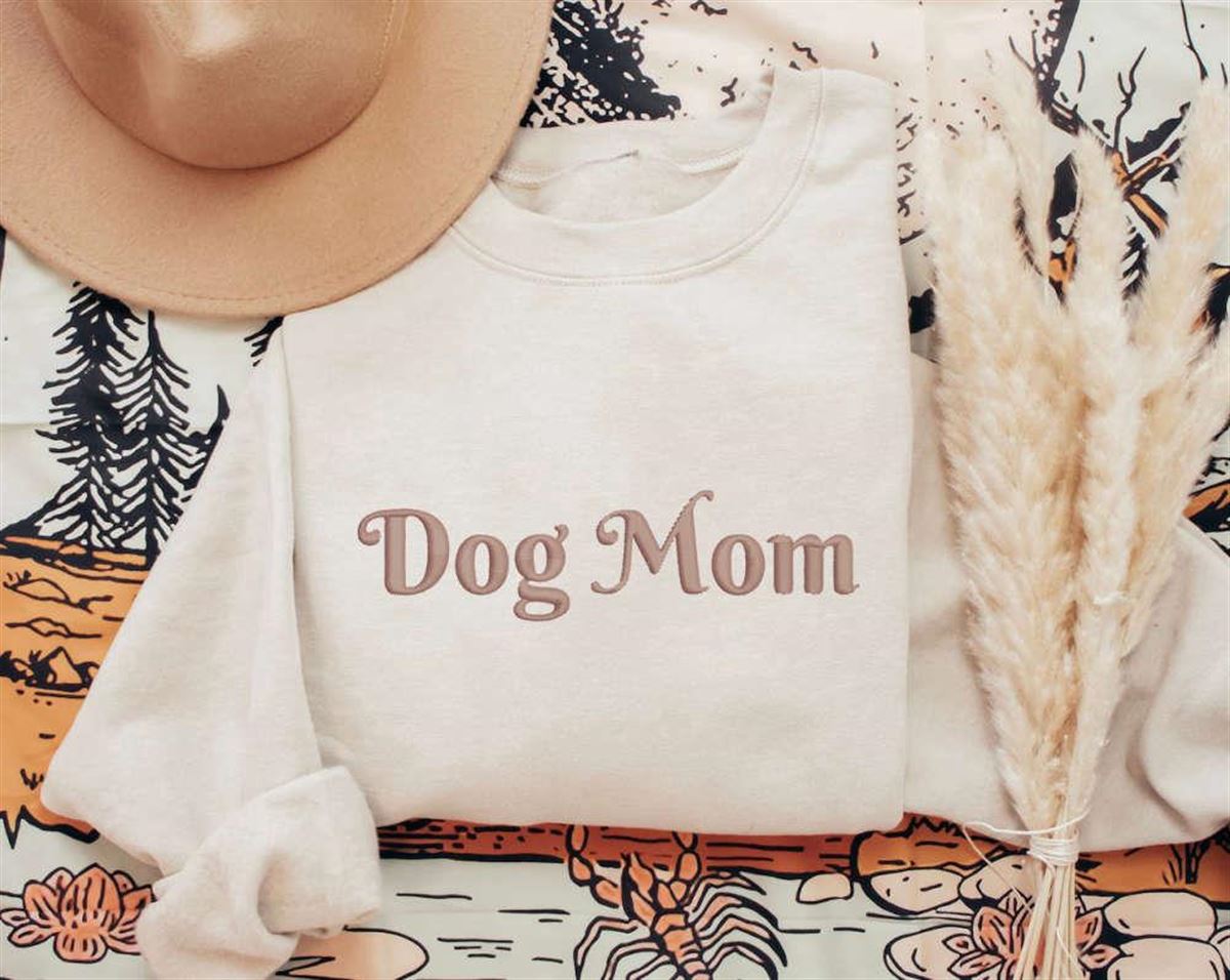 Dog Mom Embroidered Sweatshirt Gift