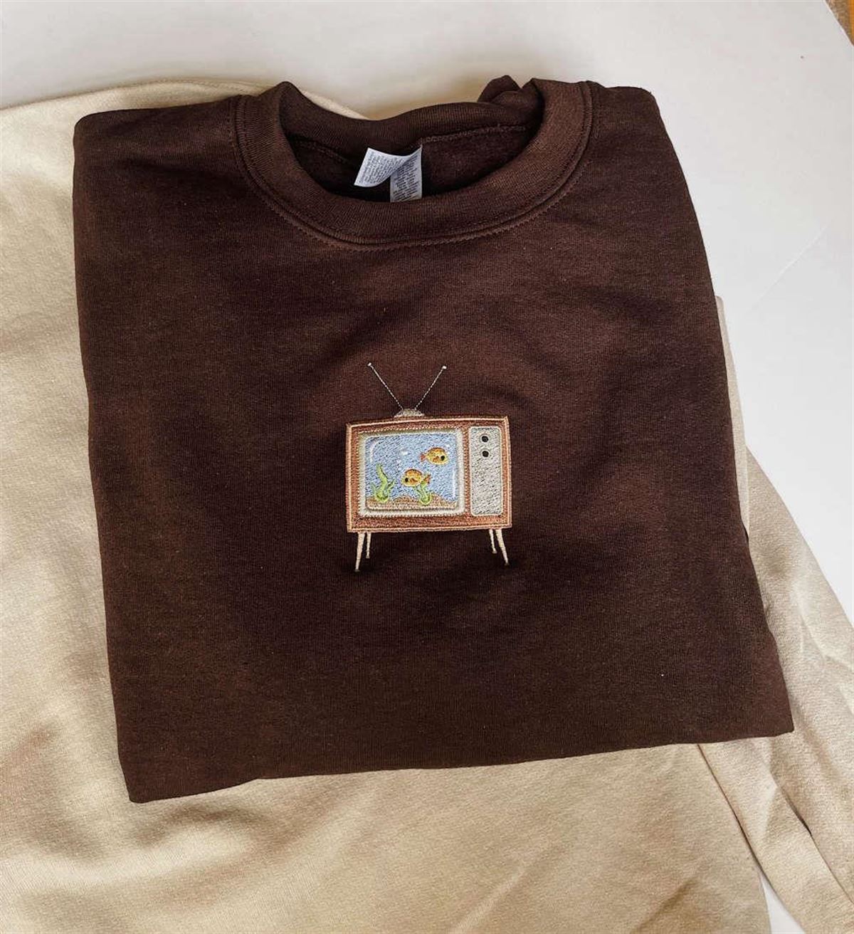 Embroidered Aquarium Tv Sweatshirt Gift