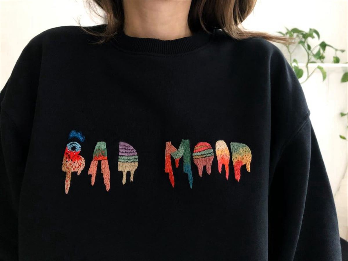 Embroidered Bad Mood Crewneck Sweatshirt