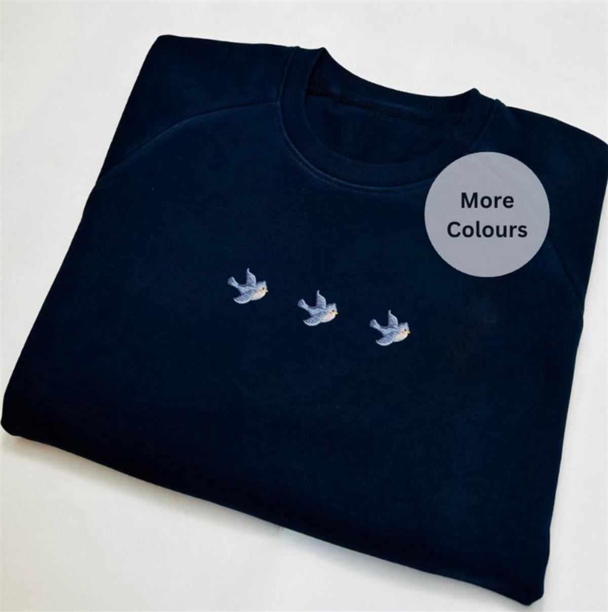 Embroidered Blue Bird Sweatshirt Crewneck