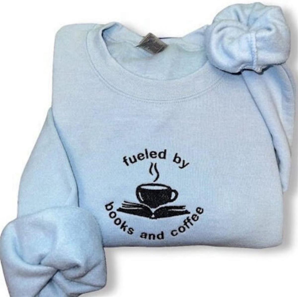 Embroidered Books And Coffee Sweatshirt