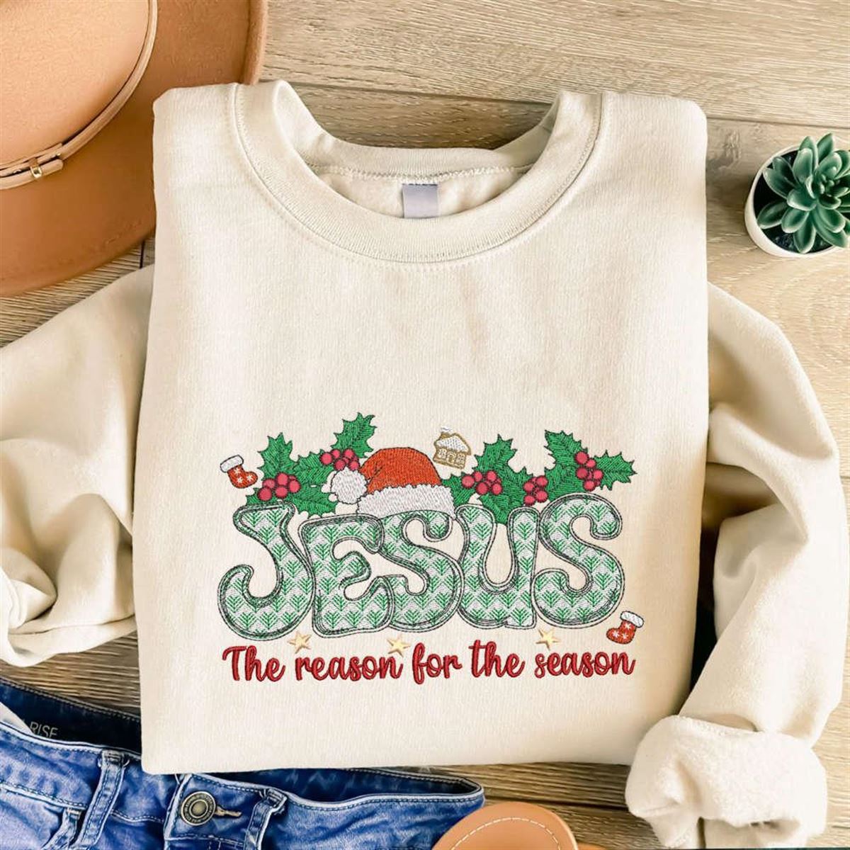 Embroidered Christian Christmas Sweatshirt