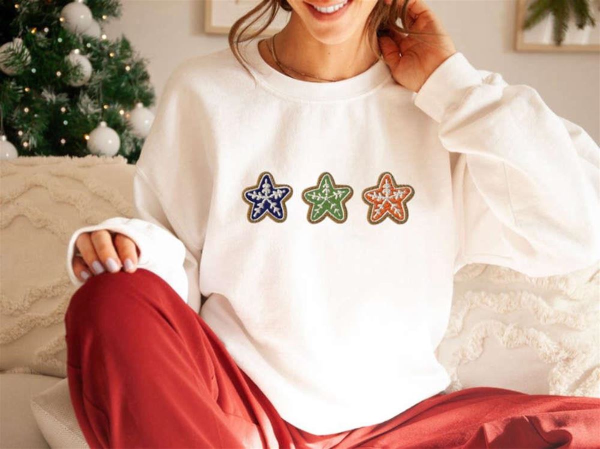 Embroidered Christmas Cookie Crewneck Sweatshirt