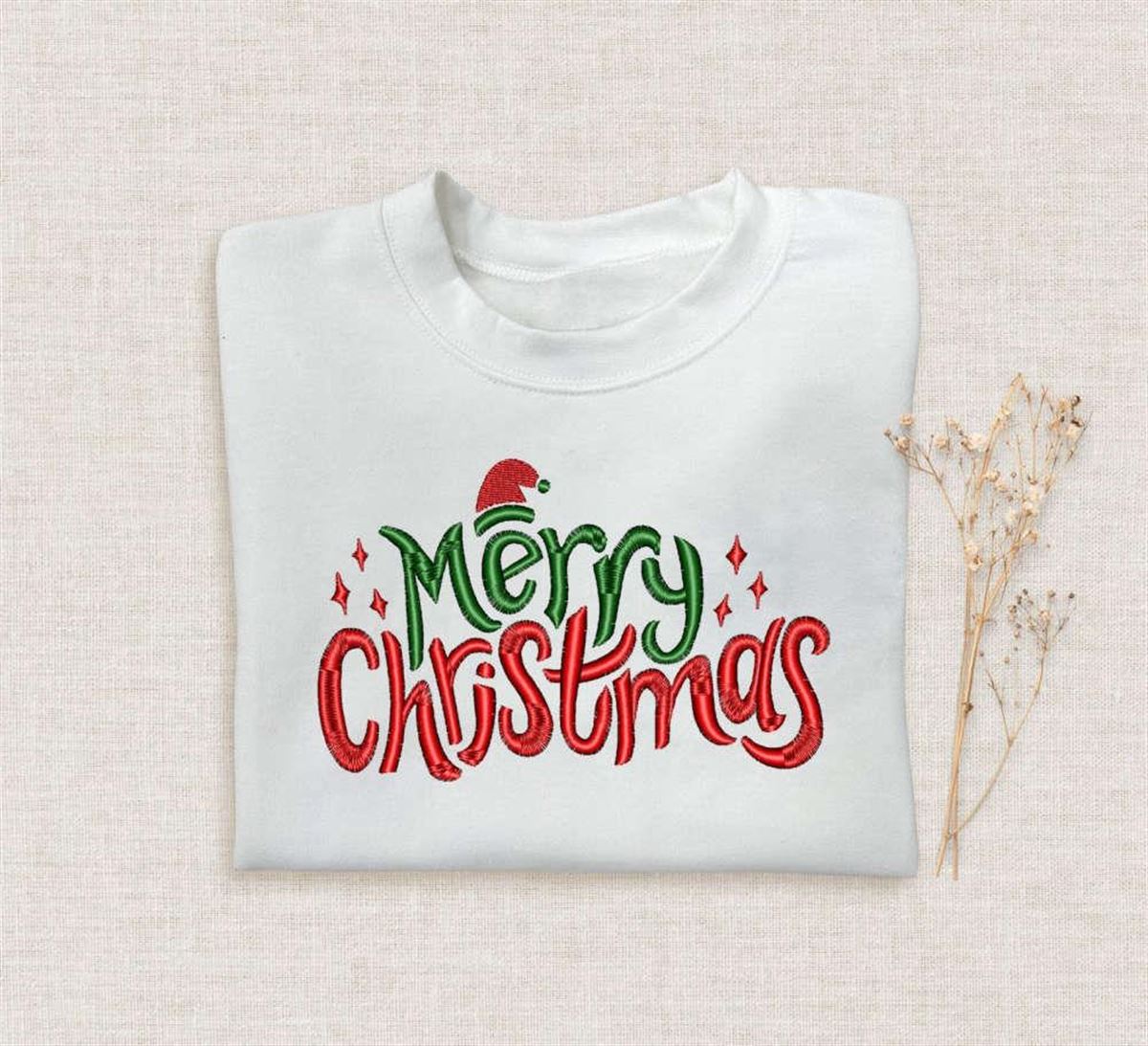 Embroidered Christmas Crewneck Sweatshirt 2d