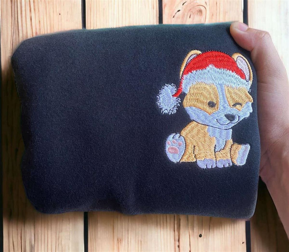 Embroidered Christmas Dog Sweatshirt Embroidered Corgi