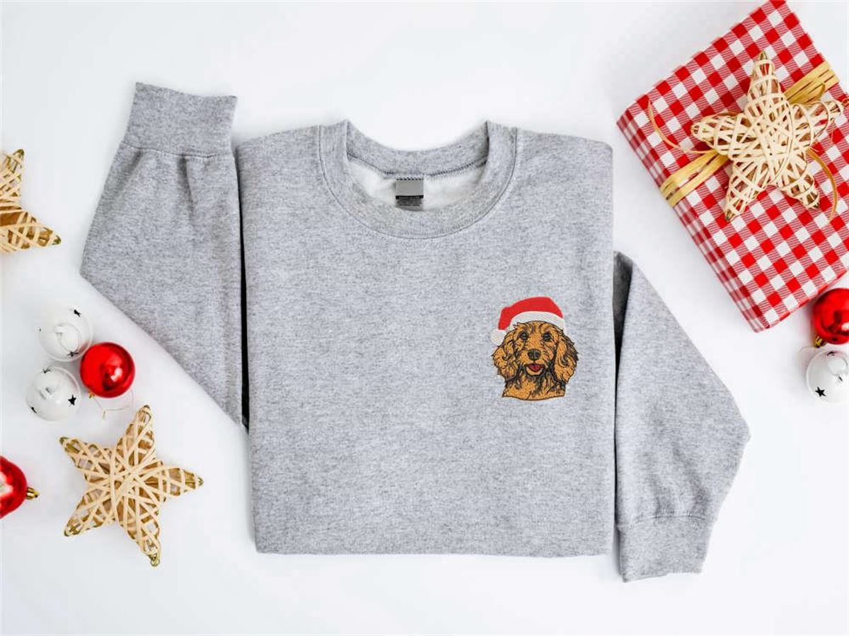 Embroidered Christmas Dog Sweatshirt Goldendoodle