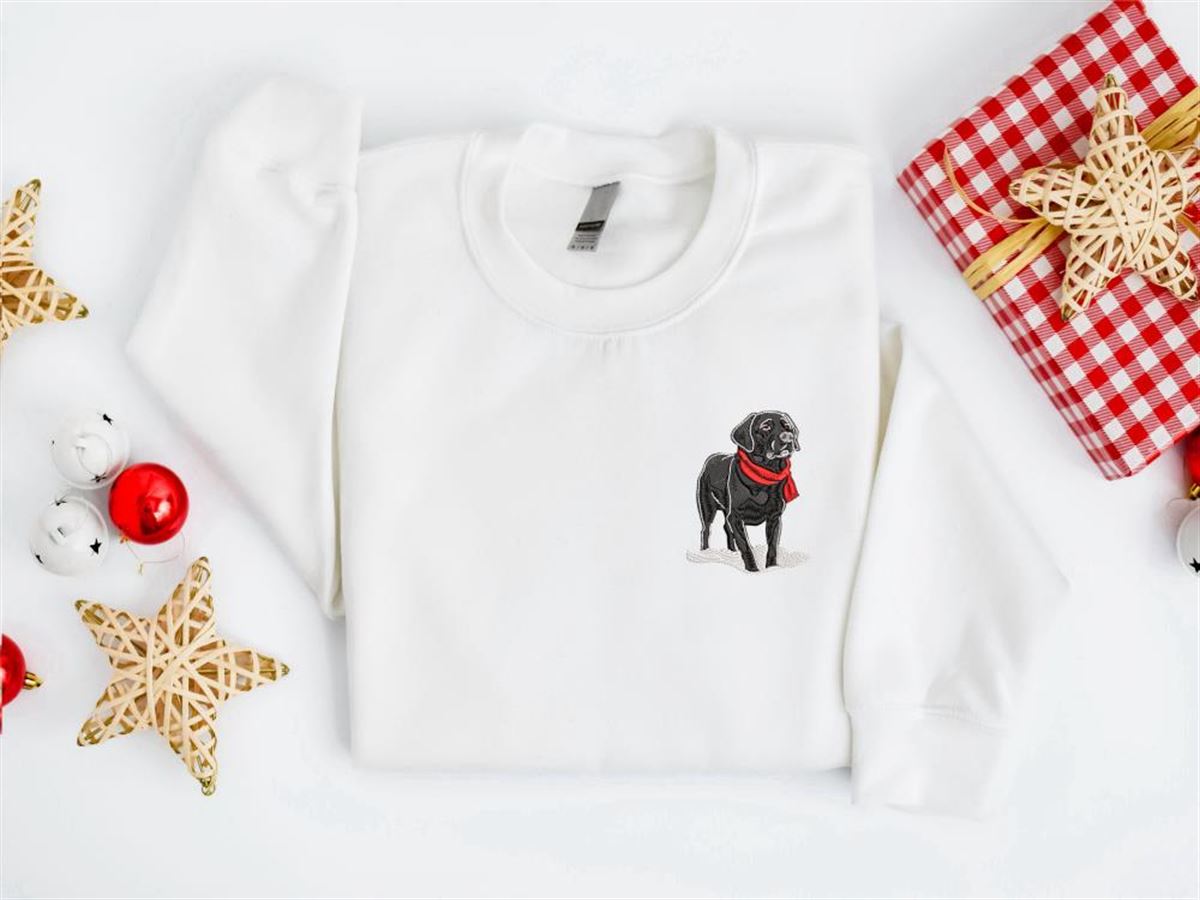 Embroidered Christmas Dog Sweatshirt