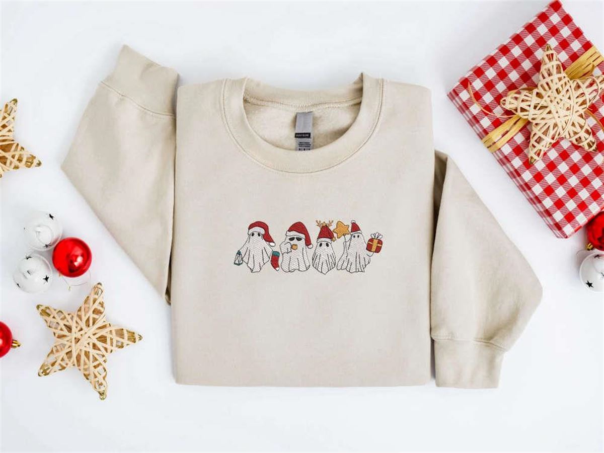 Embroidered Christmas Ghost Sweatshirt