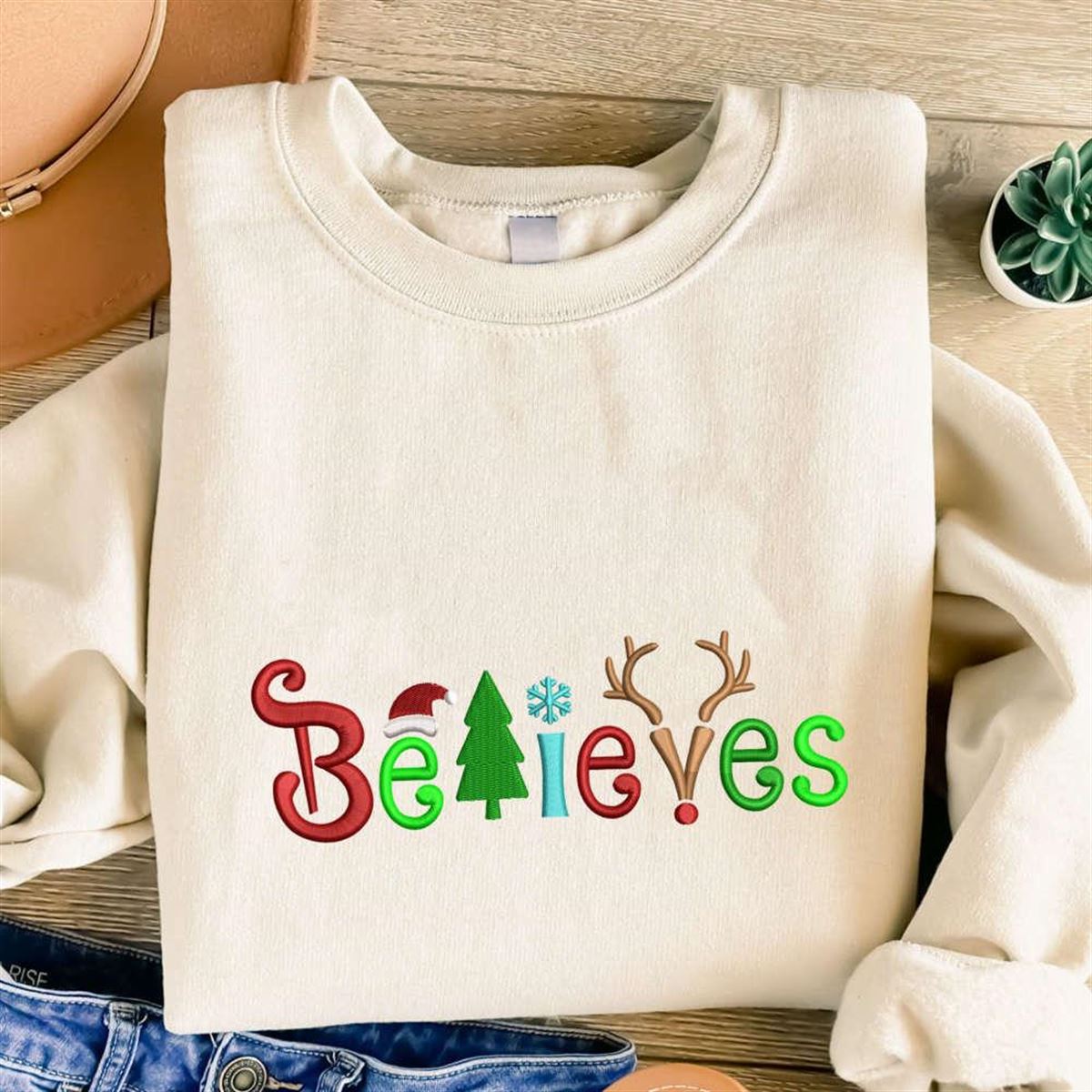 Embroidered Christmas Sweatshirt Festive Holiday Wear