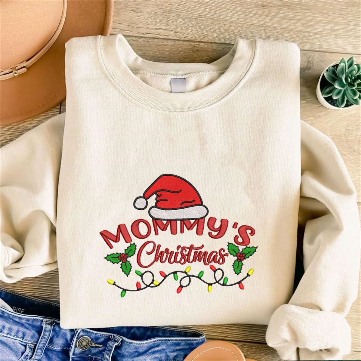 Embroidered Christmas Sweatshirt For Mom