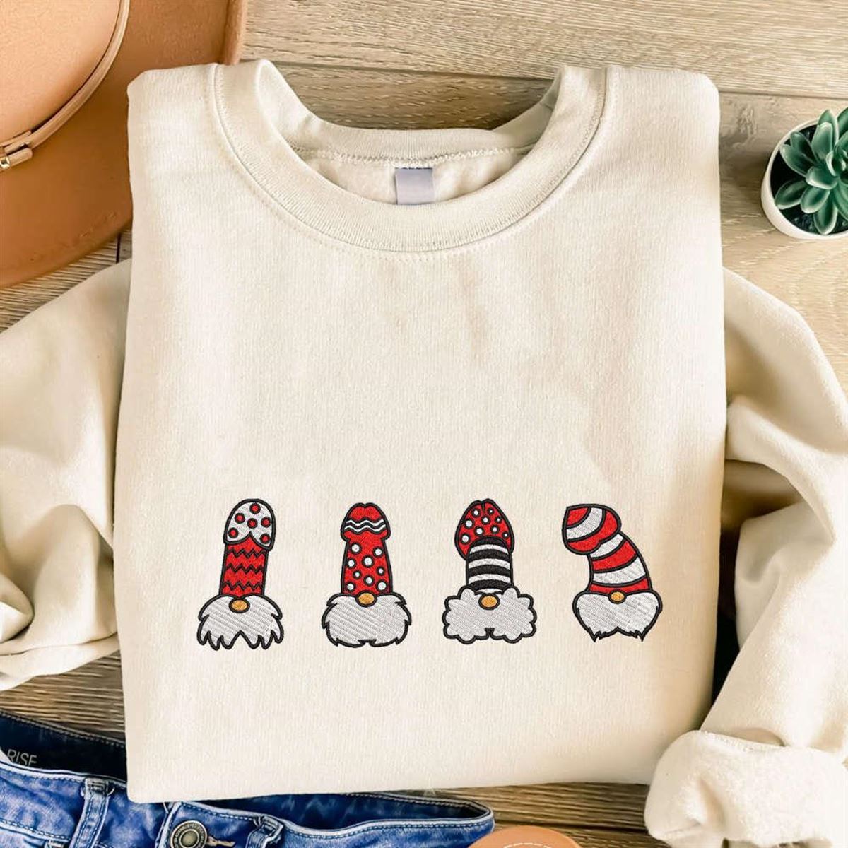 Embroidered Christmas Sweatshirt Naughty And Ugly