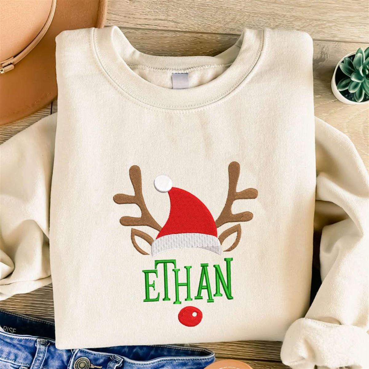 Embroidered Christmas Sweatshirt Personalized