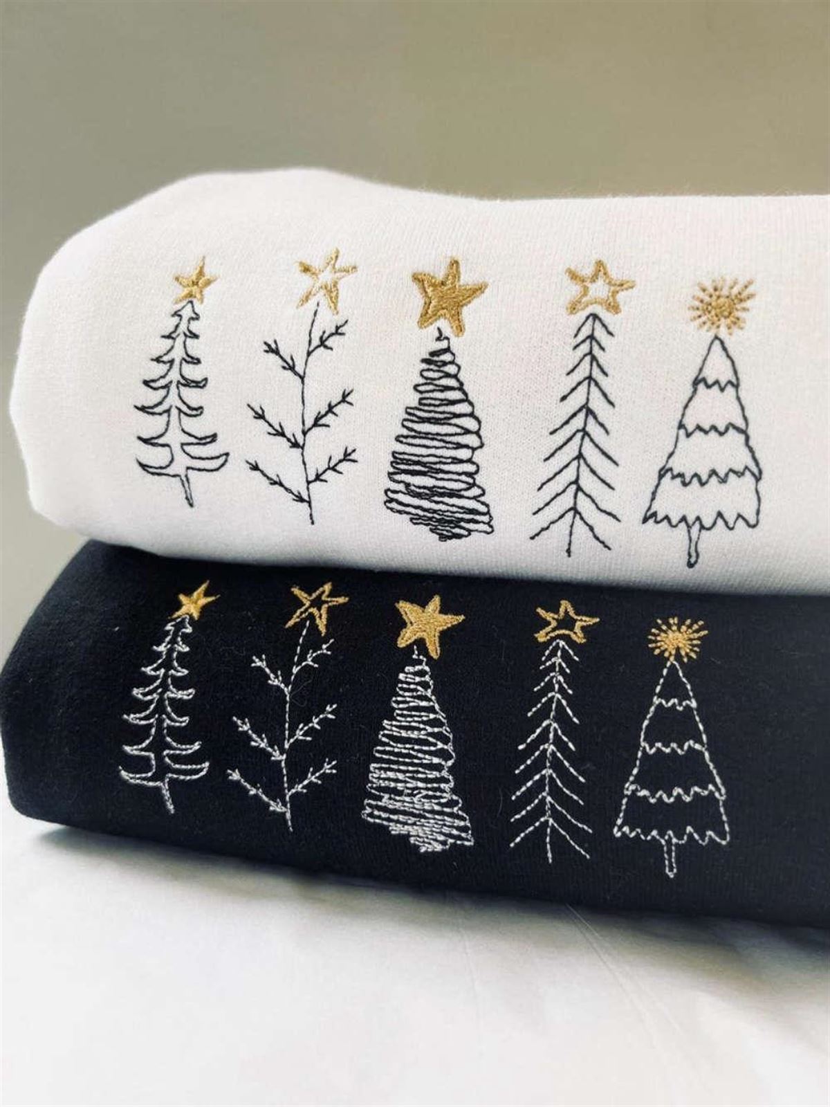 Embroidered Christmas Tree Crewneck Sweatshirt